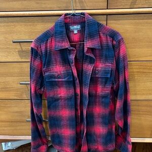 L.L. Bean Red and Blue Plaid Casual Button Down Shirt